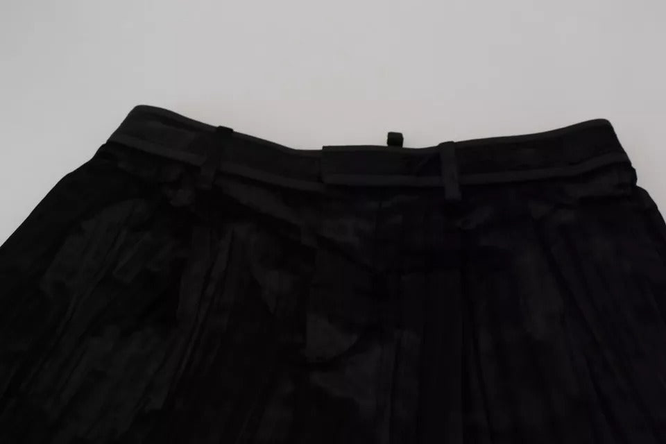 Dsquared² Black pleated high-waisted wide-leg trousers